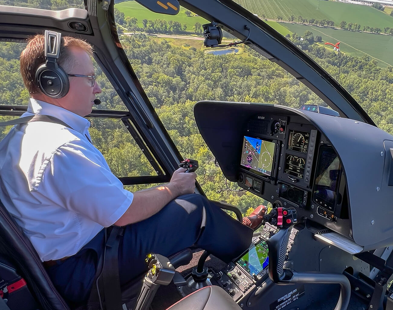 Flying in a helicopter